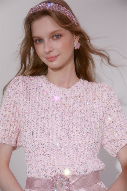 Wardrobes by Chen Elegant Pink Sequin Embroidered Long midi Skirt - Jiaa