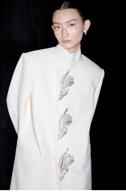 M essential Mackay designer Jiayang twill iris beads new Chinese silhouette suit - about.