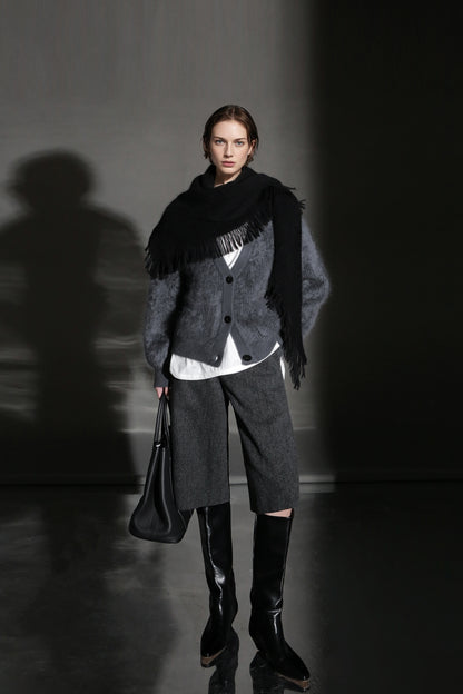 PIAOIN Vintage Literary Tweed Suit Shorts Versatile Commuter Pants LEX