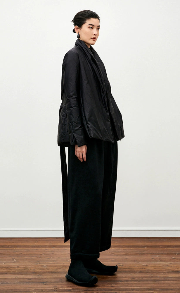 ZHUCHONGYUN placket black loose straight down jacket--ILLUMI.