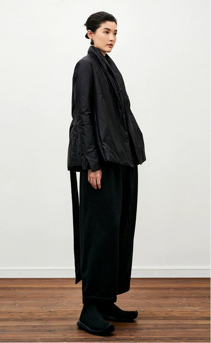 ZHUCHONGYUN placket black loose straight down jacket--ILLUMI.