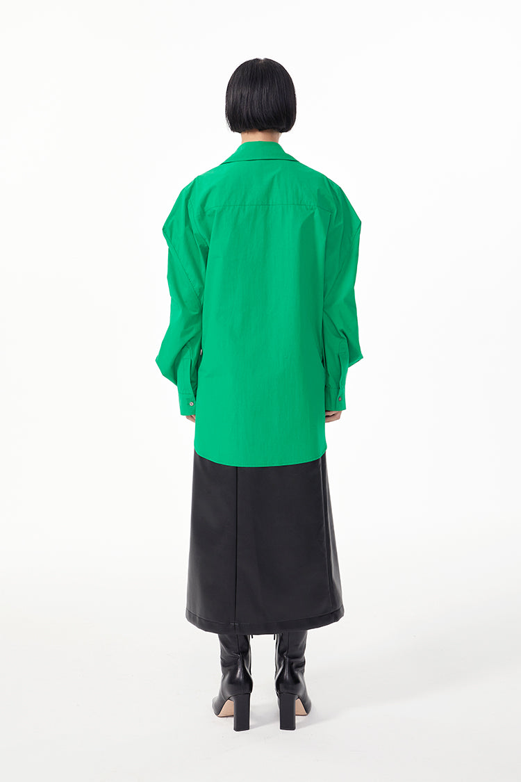 TINY IN double-collar design silhouette 3d green Shirt-JOJO