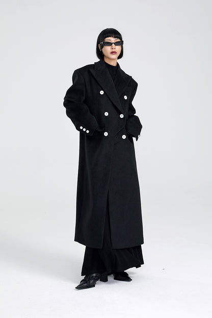 TINY IN Maxi double-breasted women's wool coat jacket - INO