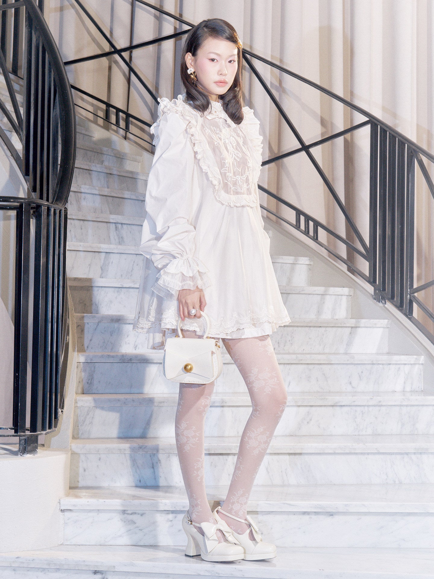 FAME Ruffled Rose Embroidered Dress - GERRIT