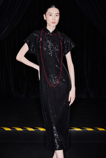 M essential Ma Kai designer Jing Ye embroidered cloth slim cheongsam Dress- BASIC.