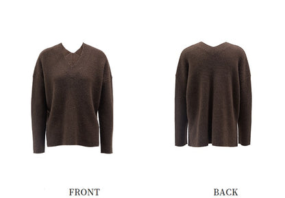 ZHUCHONGYUN V-neck sweater yak velvet knitted top--ERINA.