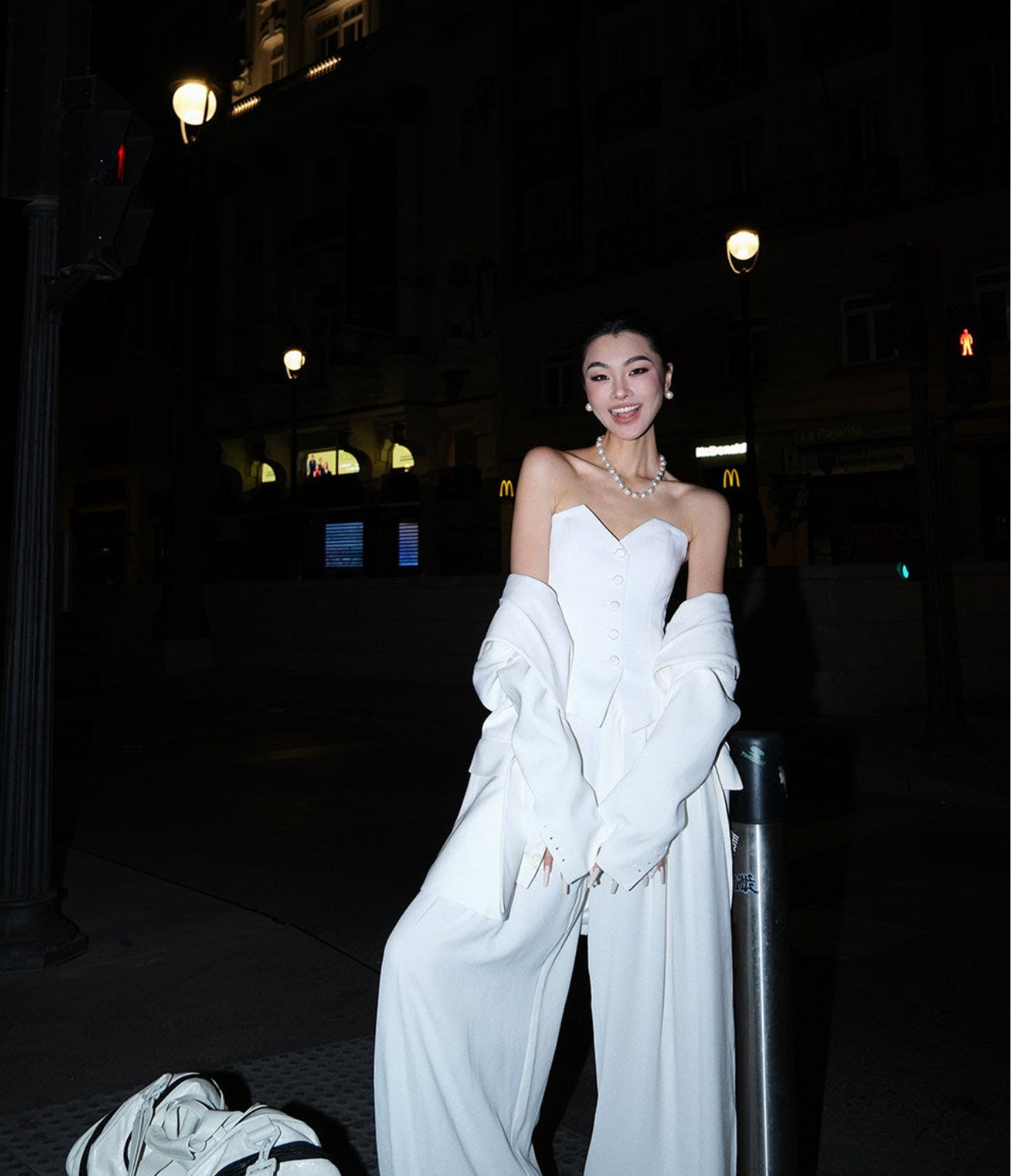 MEI SANGUAN BRIAR V-Neck Bandeau & Wide-Leg Pants Suit-BRIAR