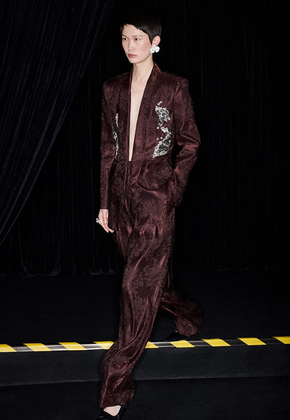 M essential Mackay designer embroidered jacquard pant suit - Buniu.