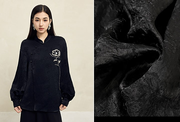 HECO Vinegar Peony Handmade Beaded Embroidered Tops Women - MERCY.