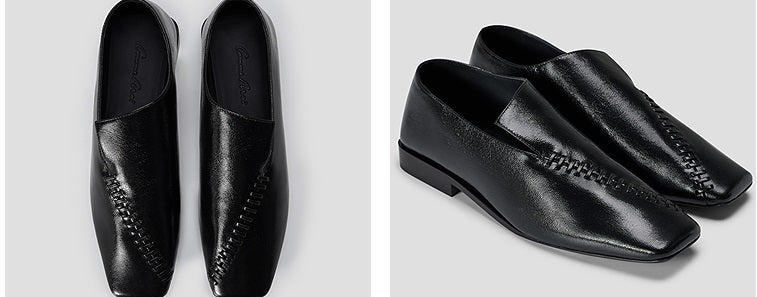 COMME MOI Lu Yan designer's new clothing irregular flat texture square-toe shoes - PHASE.