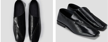 COMME MOI Lu Yan designer's new clothing irregular flat texture square-toe shoes - PHASE.