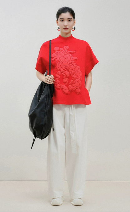 ZHUCHONGYUN dragon designed short-sleeved top-HUGH.