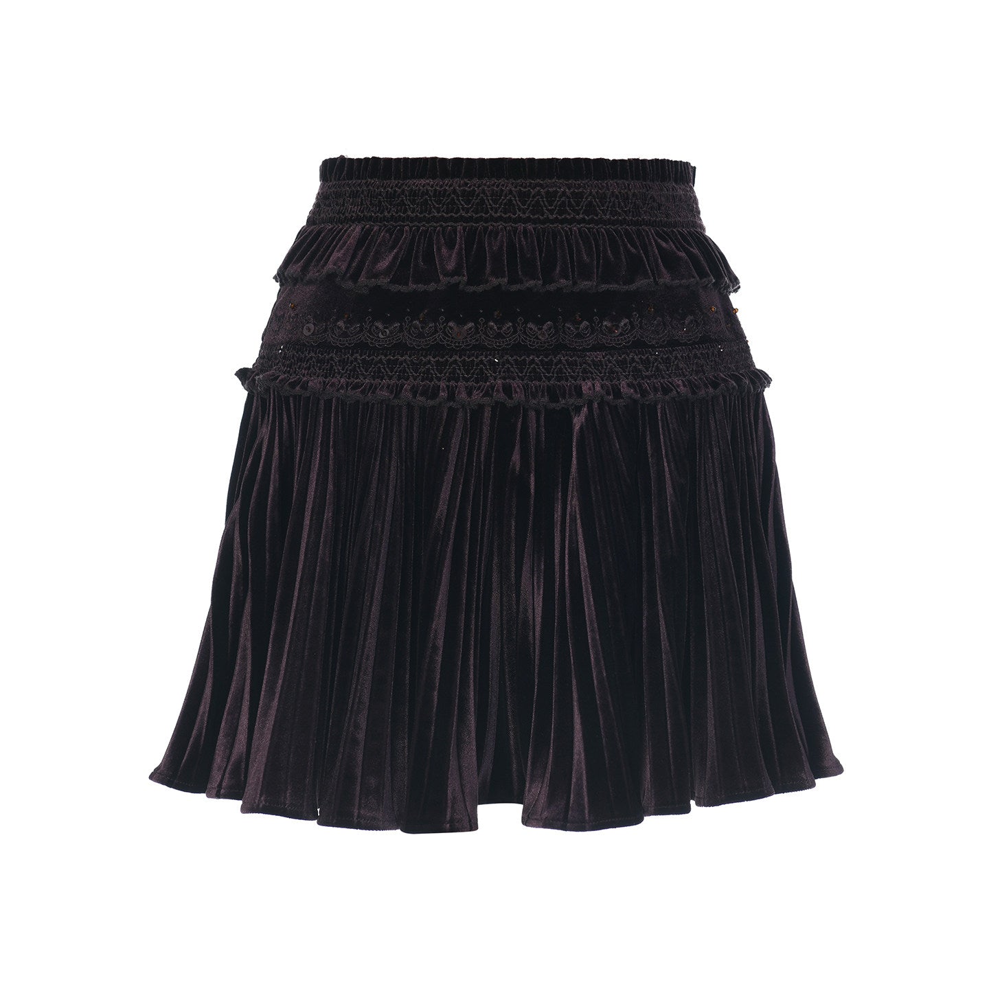 FAME A-shaped silhouette embroidered pleated skirt - LUCAS