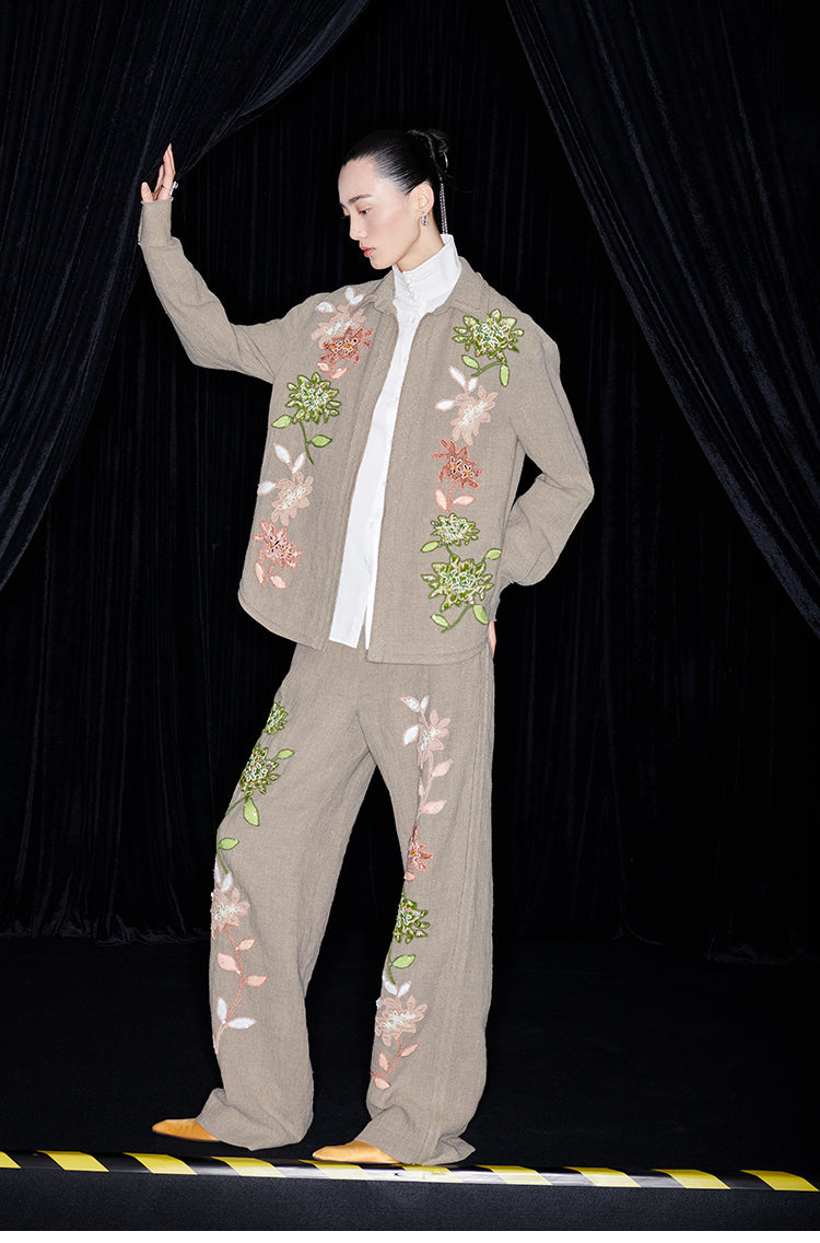 M essential Mackay designer Sedum patch shirt jacket pant set - Eight Treasures