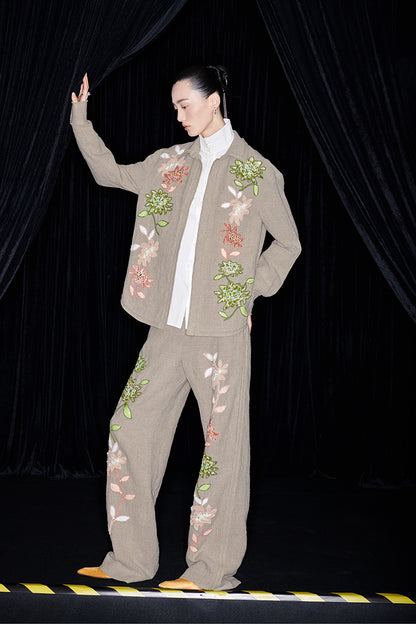 M essential Mackay designer Sedum patch shirt jacket pant set - Eight Treasures