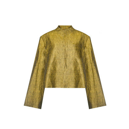 TUYUE stand-up collar dyeing and weaving linen short casual jacket - RICO.
