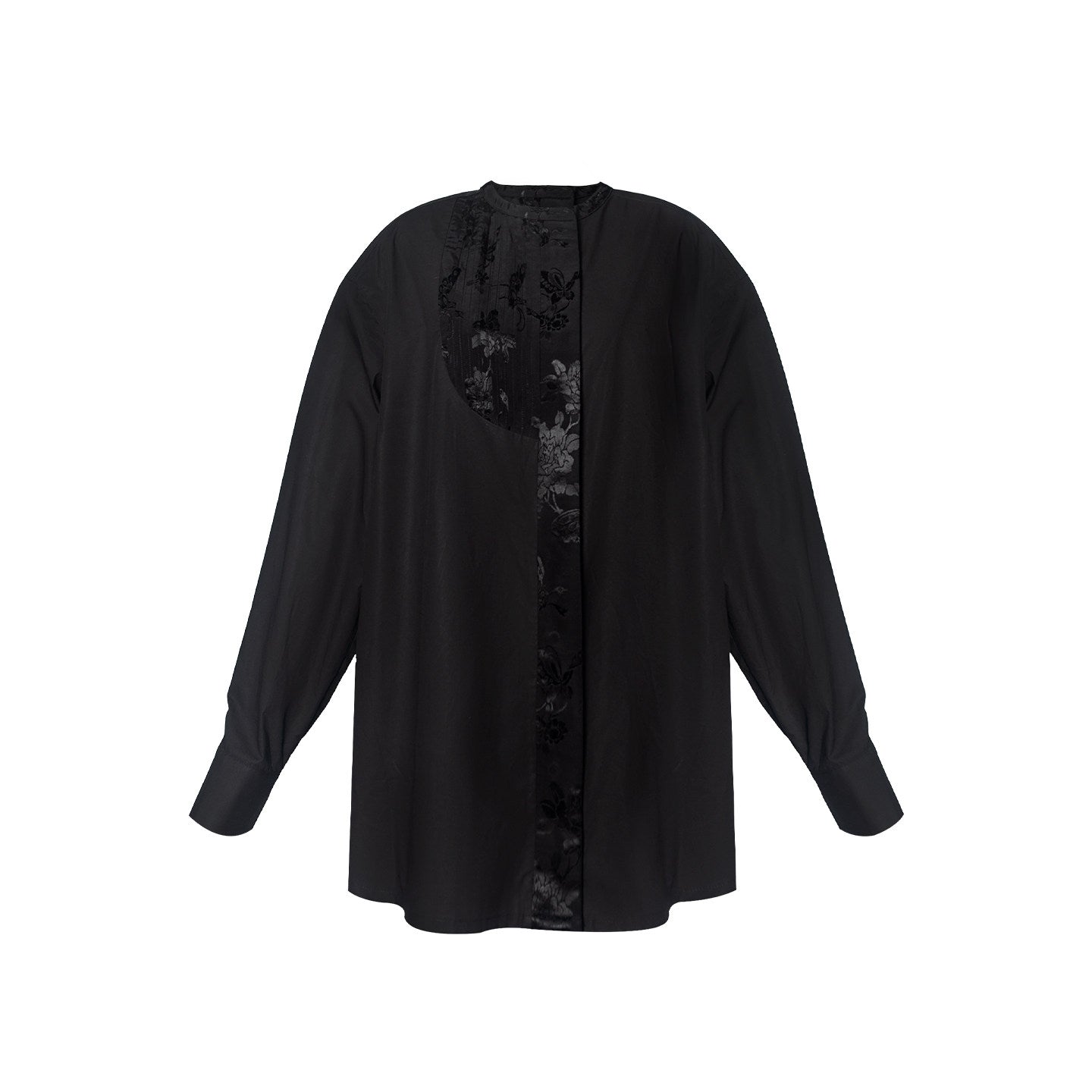TUYUE Black Weave Organ Pleated Long Sleeve Shirt - ADELE.