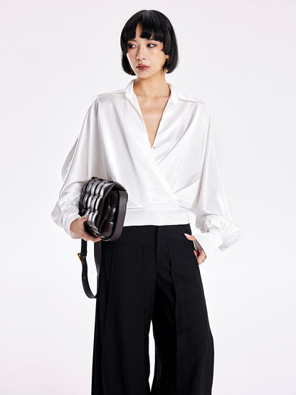 TINY IN v-neck dolman sleeve satin casual top -GAG