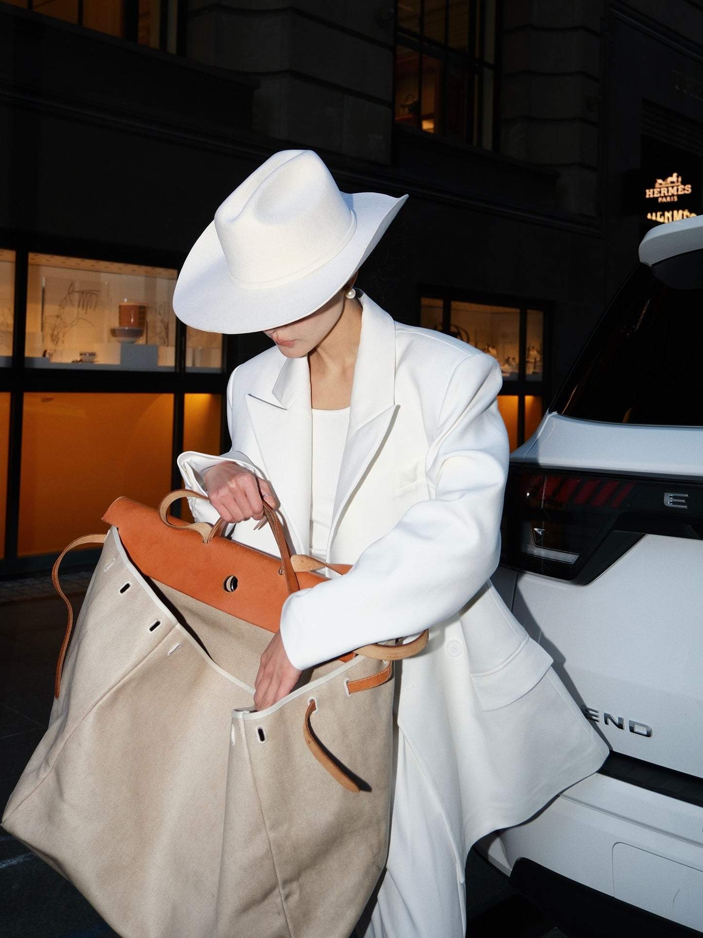MEI SANGUAN white double-breasted suit + wide-leg floor-length slacks suit - ALVIN