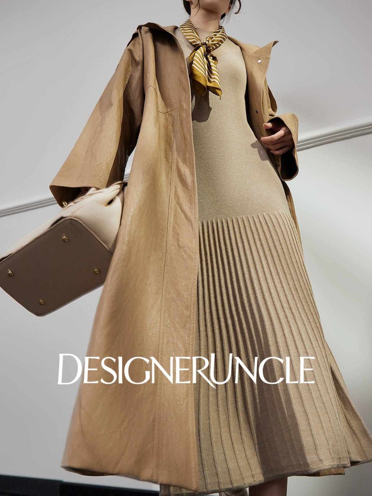 DGU "Twilight" khaki leather new high-end design commuter slimming top - GANT.