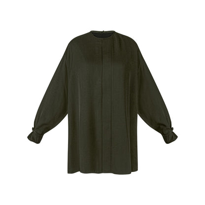 TUYUE moss green handmade buckle long-sleeved shirt- AMIR.