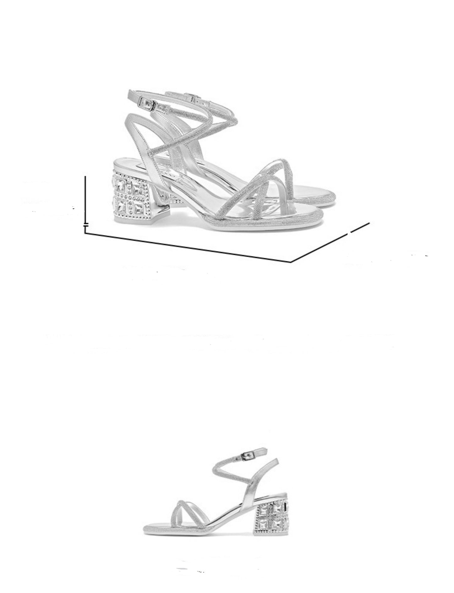 SHOESZOOO Rhinestone Fairy Style Open Toe Strap Block Heel - MARS.