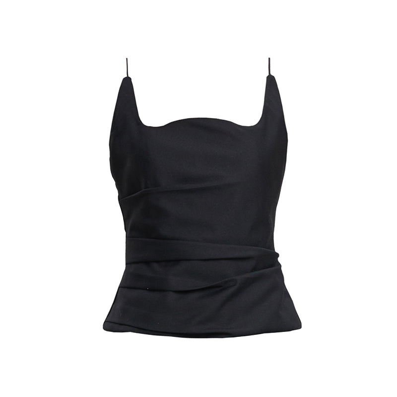 TINY IN w-neck pleated black white back zipper camisole - PIPER