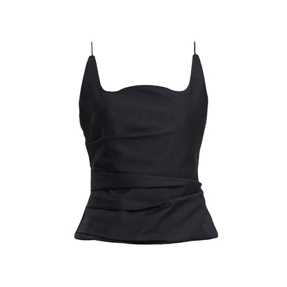 TINY IN w-neck pleated black white back zipper camisole - PIPER