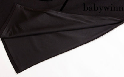 Le Palais Vintage  Elegant Black Fur Collar Off-the-shoulder Little Black Dress-MEE.