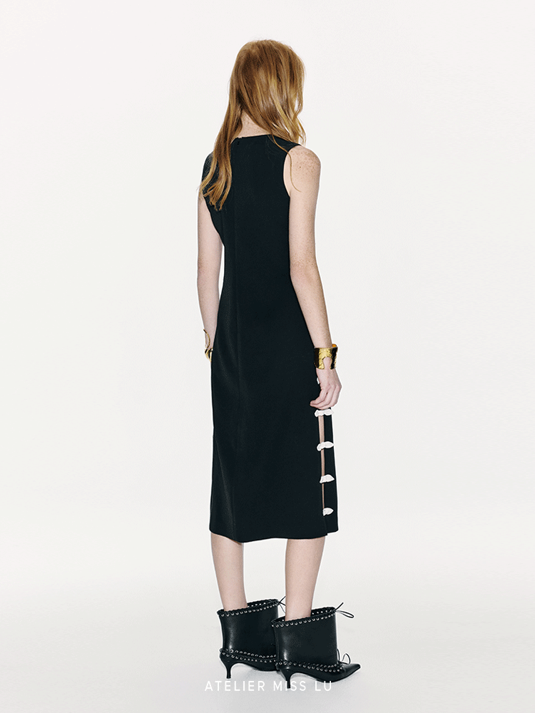 ATELIER MISS LU Rabbit Ears Bow Contrasting Patchwork Dress - NEXTER.