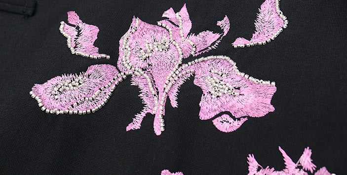 HECO Hanfu wool blazer iris embroidered  long sleeve TOP - KEEP.