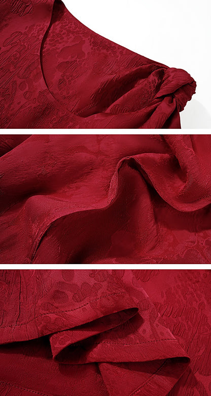 HECO Jacquard Acetic One-sided Kink White Red Black Top Woman - GOSPEL.