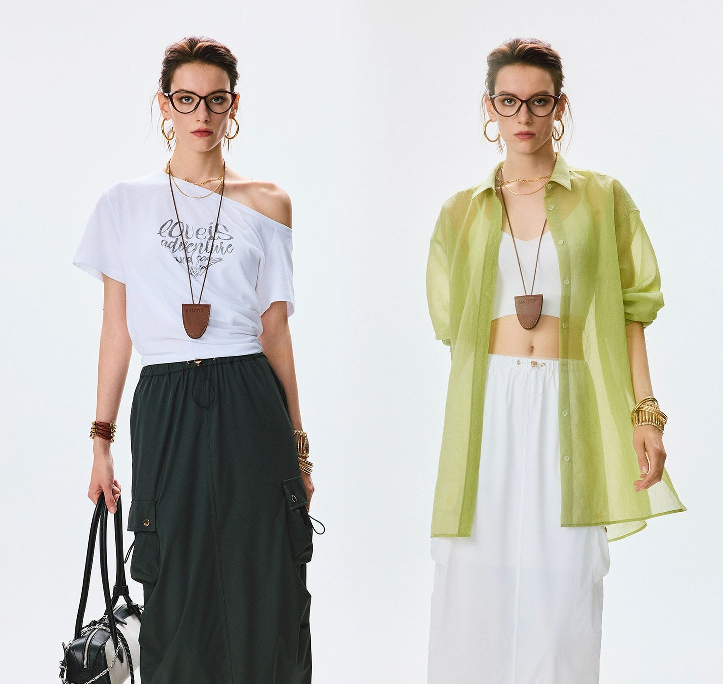 ANNASPEAK CLEANFIT Summer Cool Slit Cargo Long Skirt Drawstring Slim Skirt-OKA.