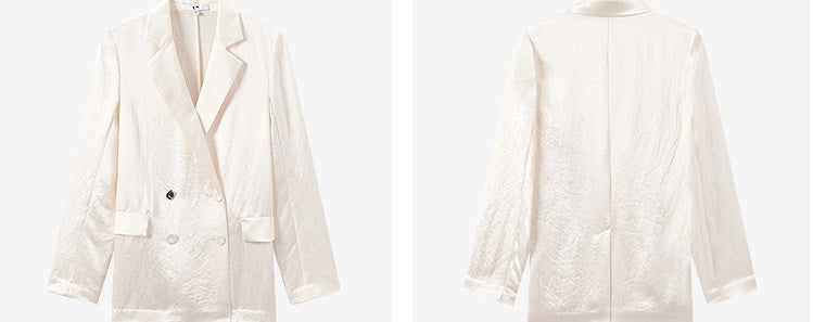 COMME MOI Lv Yan designer summer women's acetate luster commuter straight suit - WILLOW .