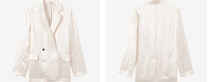 COMME MOI Lv Yan designer summer women's acetate luster commuter straight suit - WILLOW .