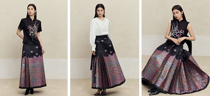 HECO mermaid scale color woven horse face skirt  high waisted long women - will.