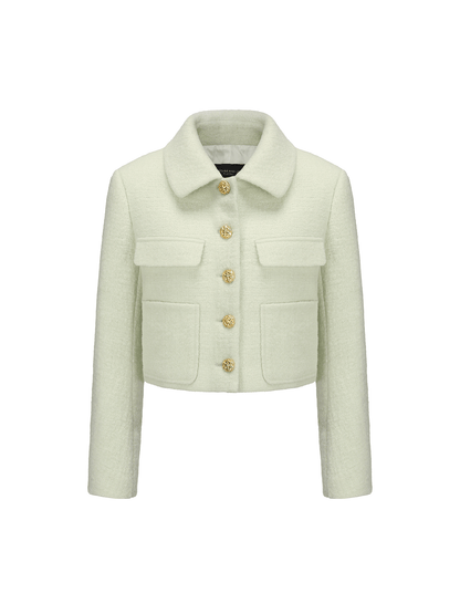ATELIER MISS LU Vintage Flower Buckle Sheep WoolShort Coat - WARM.