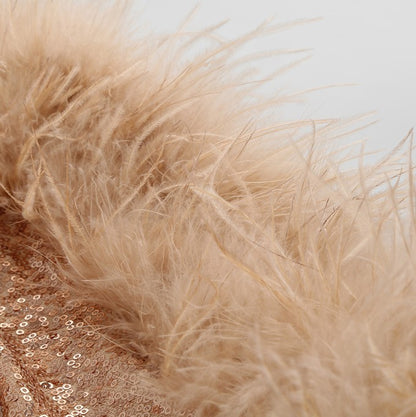 DOLLY Elegant Red Square Collar Long Sleeve Slim Fit Short Sequin Cocktail Dress-QUEEEN