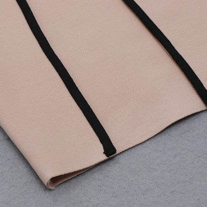 DOLLY Elegant One Shoulder Sleeveless Stripped Slim Fit Slit Dinner Dress-ZEN