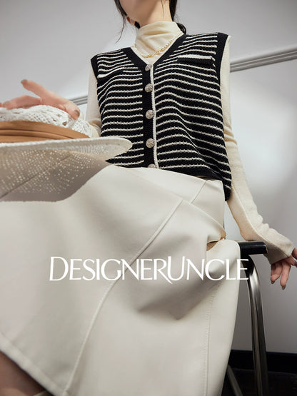 DGU| Striped knitted pullover vest small fragrance light luxury vintage design jacket - Kyle.