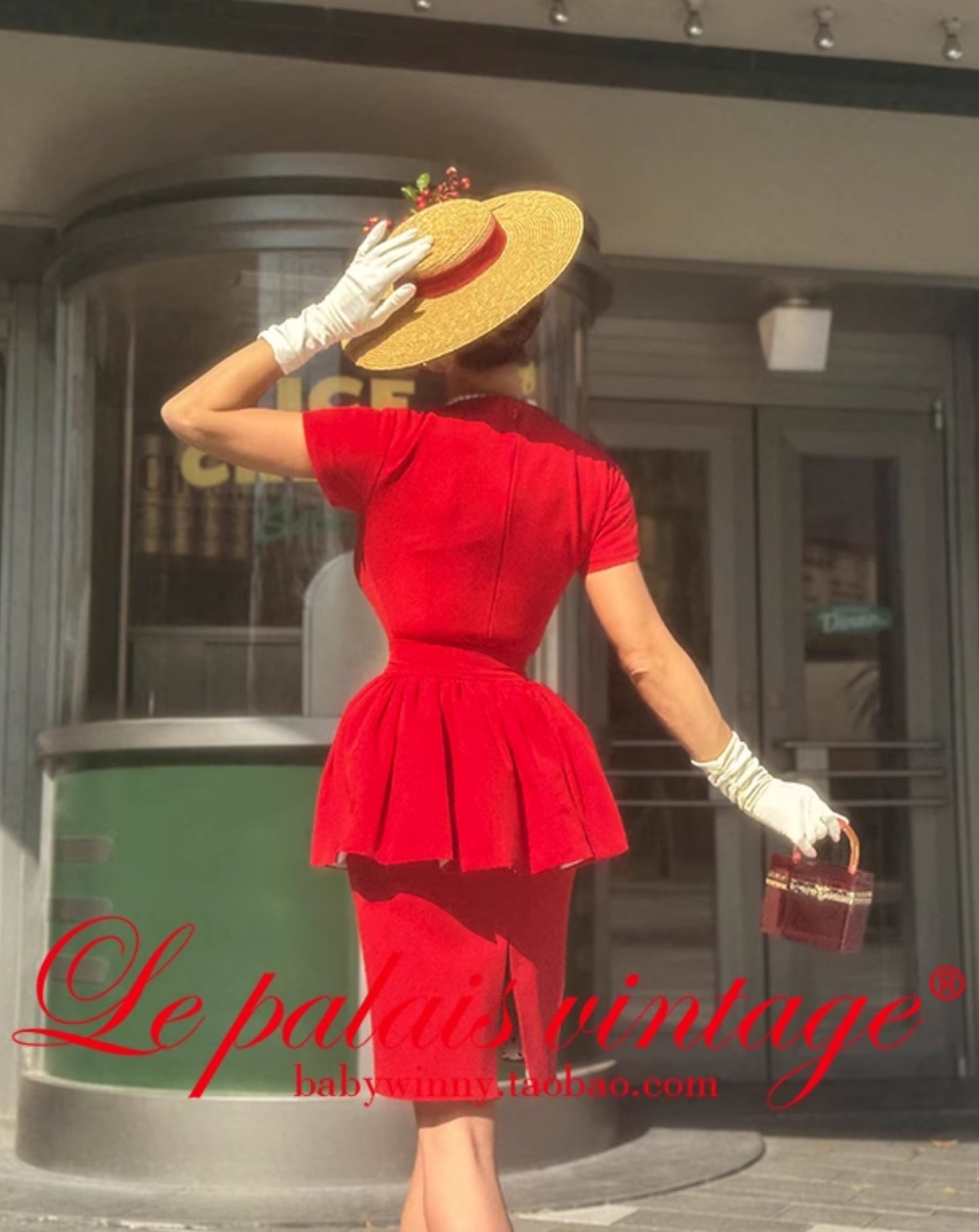 Le palais vintage red slim little skirt two-piece dress-KOBAYASHI.