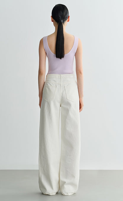 COMME MOI  Summer Acetate V-Neck Tight Knit Vest - AURORA.