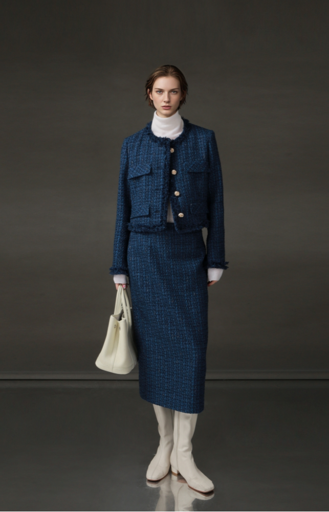 PIAOIN Light Luxury Elegant Wool Jacket & Midlength Skirt Set Two Pieces-YOTA