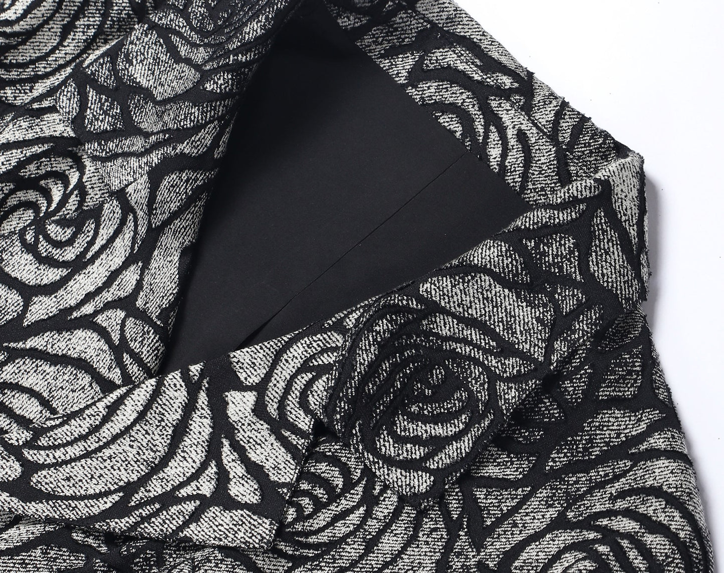 WANGXO | Rose Embossed Georgette with Cut Flowers Long Sleeve Cropped Shirt-SENA.