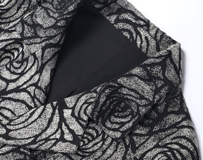 WANGXO | Rose Embossed Georgette with Cut Flowers Long Sleeve Cropped Shirt-SENA.