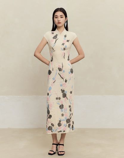 HECO Rose Bead Embroidery Slim Cheongsam Dress Women - STAGE.