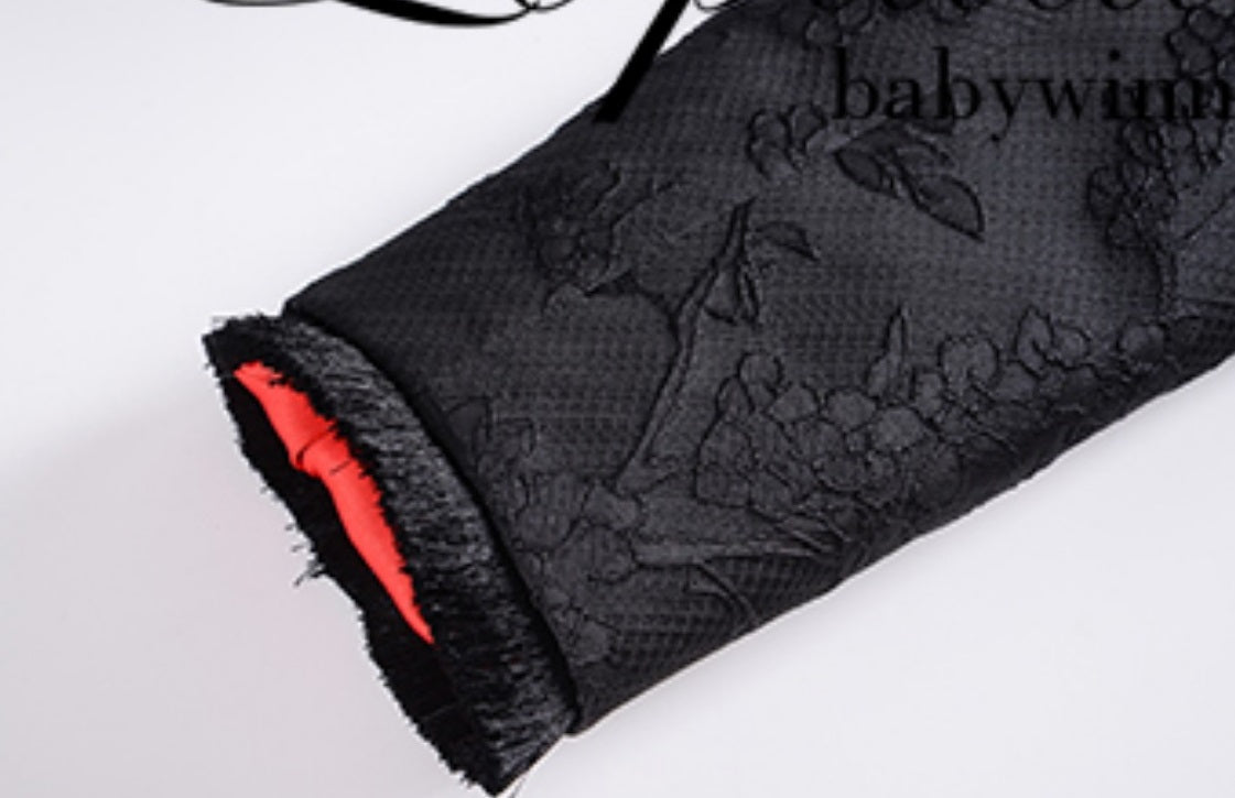 Le Palais Vintage Lace Dark Pattern Waist Slim Cropped Jacket-AMAN