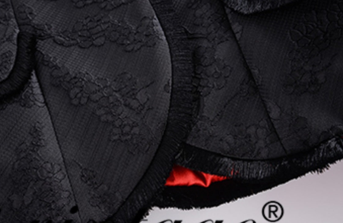 Le Palais Vintage Lace Dark Pattern Waist Slim Cropped Jacket-AMAN