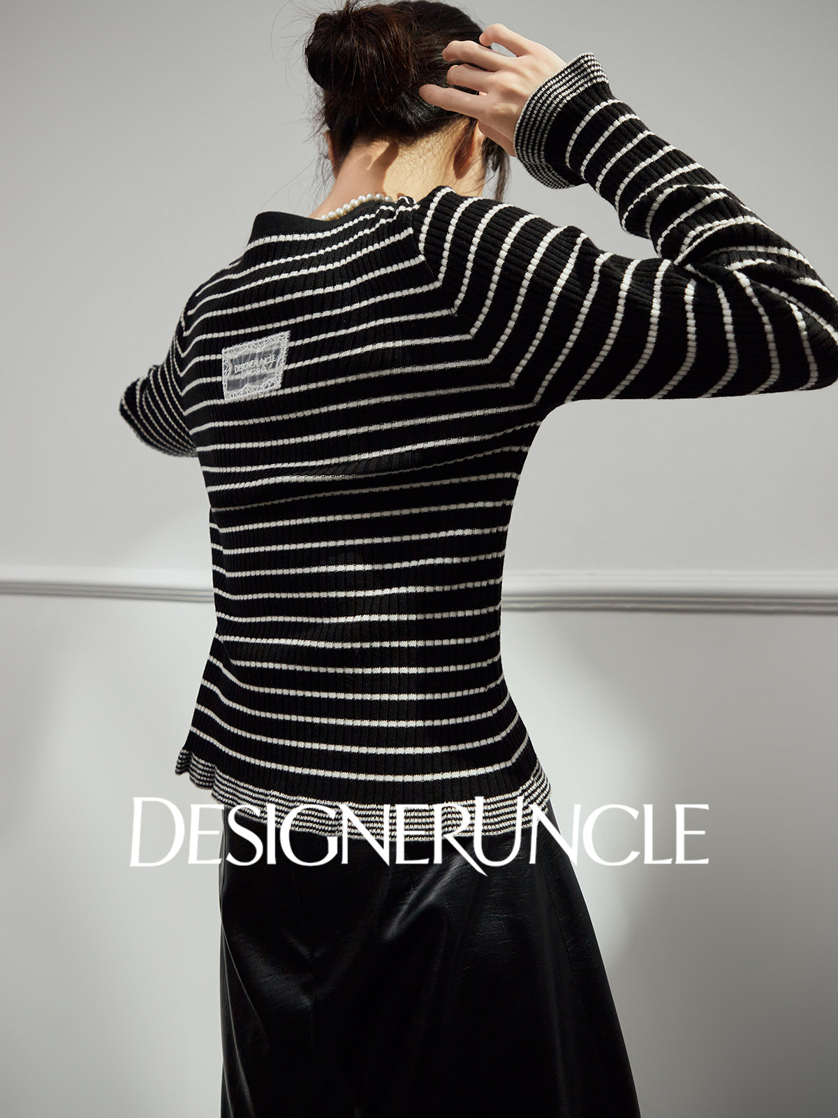 DGU "Ink Sequence" special black temperament and versatile slimming design striped jacket -  Francis ?