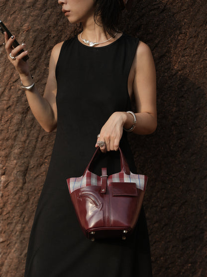 IUBALLET New Product Retro Bucket Wrap Top Layer Cowhide Bag - TEST.